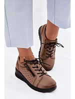Dámske kožené topánky na platforme Vinceza 39977 Beige