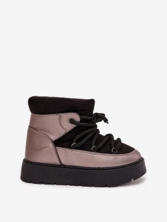 Dámske nízke snežnice s hrejivým kožúškom a silným šnurovaním Xarina - čierne