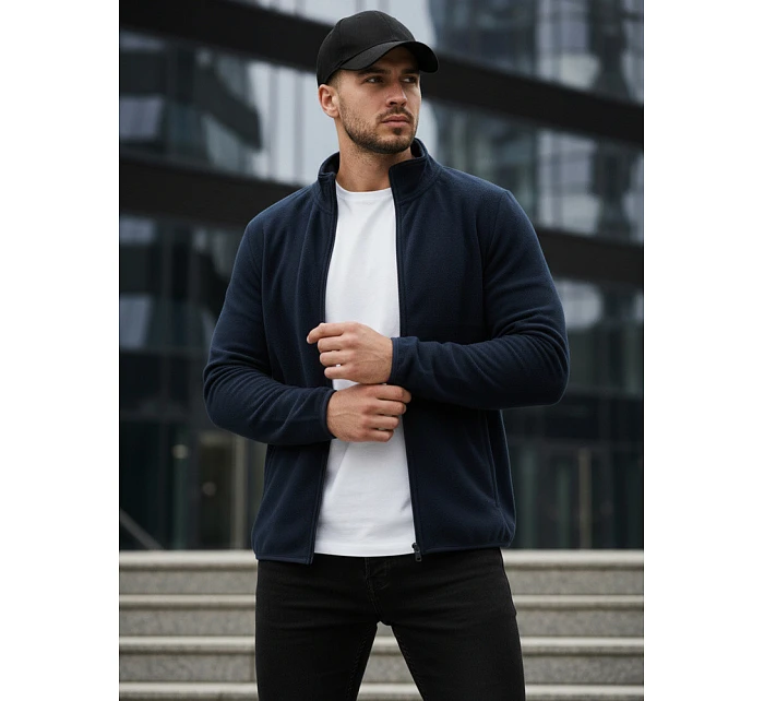 Pánska mikina na zips s kapucňou tmavomodrá FashionStreet BX4775 Pánska mikina na zips s kapucňou tmavomodrá FashionStreet BX4775