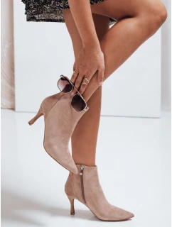 FashionStreet béžové semišové čižmy na podpätku ZY1031