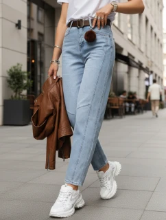 Dámske džínsy balónového strihu s opaskom FashionStreet UY2881