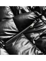 Čierna obojstranná dámska metalická bunda (b8070-1)