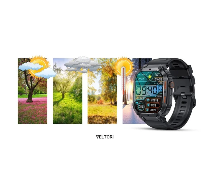 VELTORI VT200-1 Smartwatch Čierny silikónový remienok VELTORI VT200-1 Smartwatch Čierny silikónový remienok