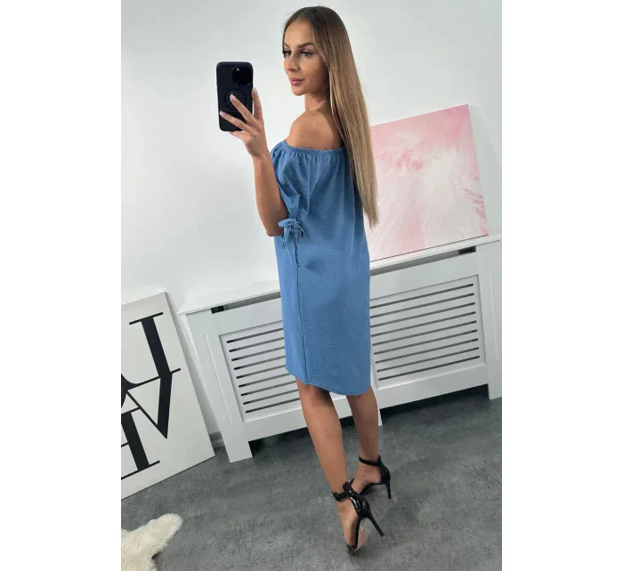 Tmavé džínsové šaty bez rukávov