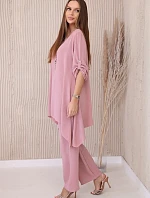 Súprava blúzka + nohavice s príveskom púdrovo ružová