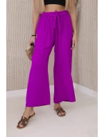 Kalhoty s širokým pasem tmavě fialová Kalhoty s širokým pasem tmavě fialová