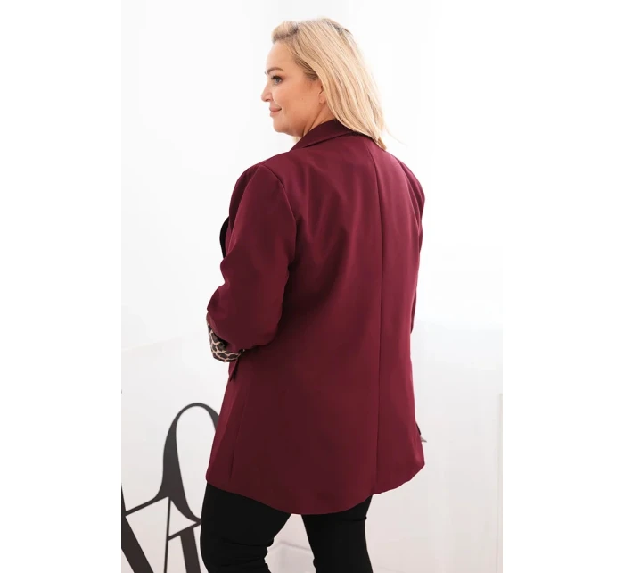 Dámska bunda s leopardou podšívkou Plus Size Plum