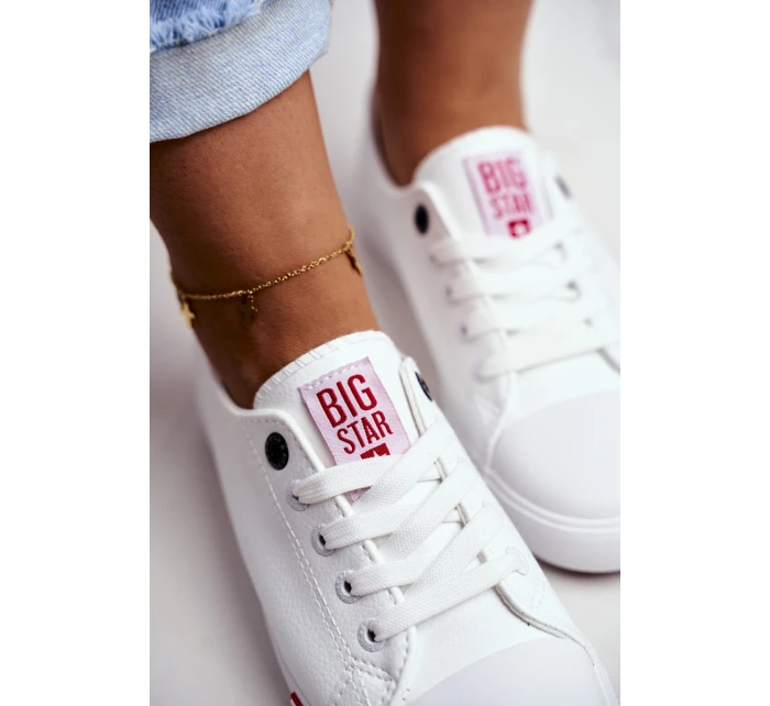 Damskie Skórzane Trampki Big Star GG274005 Biało-Czerwone