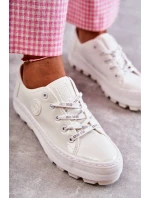 Modne Lakierowane Trampki Big Star KK274045 Białe Modne Lakierowane Trampki Big Star KK274045 Białe