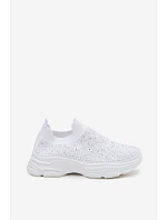 Dámské Sportovní Textilní Baleríny s Dekorací Bílé model 22107408 - Boto