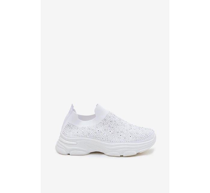 Dámské Sportovní Textilní Baleríny s Dekorací Bílé model 22107408 - Boto