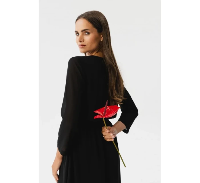 S354 Vrstvené šifónové šaty - čierne S354 Vrstvené šifónové šaty - čierne