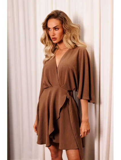 M785 Predĺžené mini šaty - čokoládové
