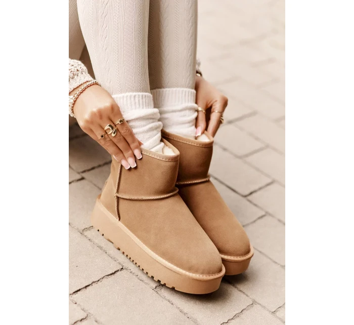 Kožené semišové tenisky s platformou nad členkom Camel Rianaella