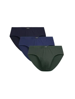 3PACK 3MP-129 Pánske nohavičky Dark Blue/Olive/Blue - Atlantik