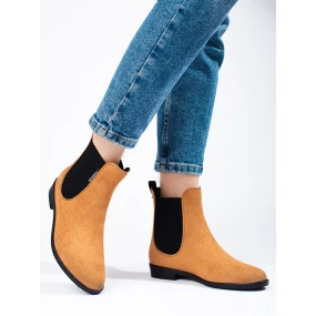 Trendy dámske gumáky Brązowy na plochom podpätku