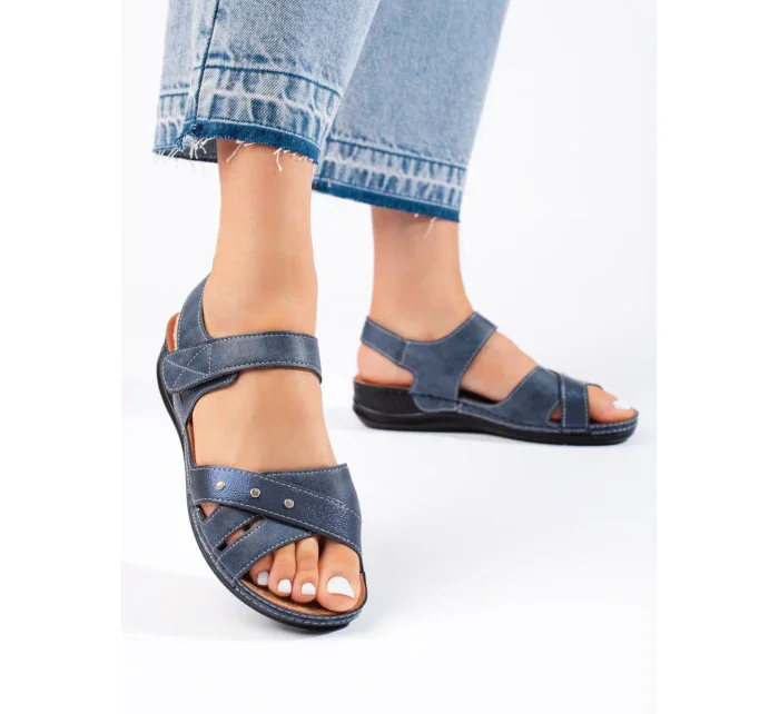 Pekné tmavomodré sandále s platformou pre ženy Pekné tmavomodré sandále s platformou pre ženy