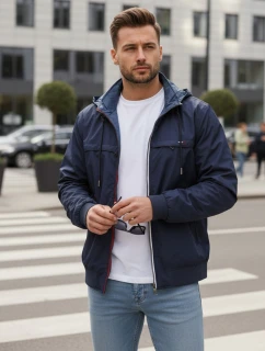 FashionStreet tmavomodrá pánska obojstranná prechodná bunda TX4985