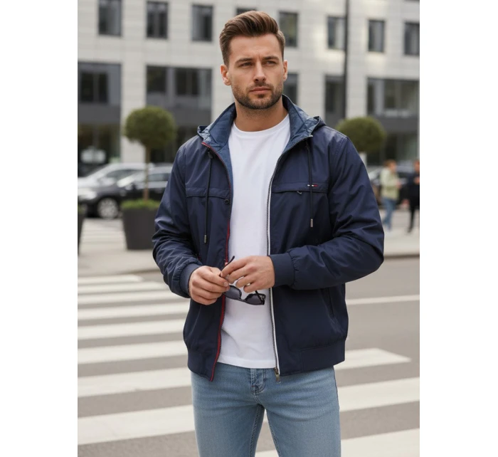 FashionStreet tmavomodrá pánska obojstranná prechodná bunda TX4985