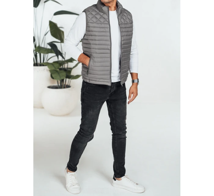 Pánska prešívaná tmavosivá vesta FashionStreet TX5079