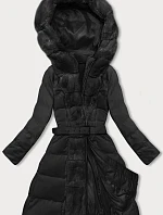 Dámska zimná bunda s ozdobnou kožušinou čierna (5M3158-392)