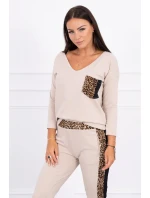 Sada s leopardím potlačou v béžovej farbe