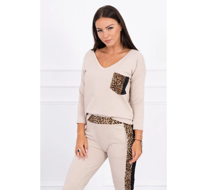 Sada s leopardím potlačou v béžovej farbe