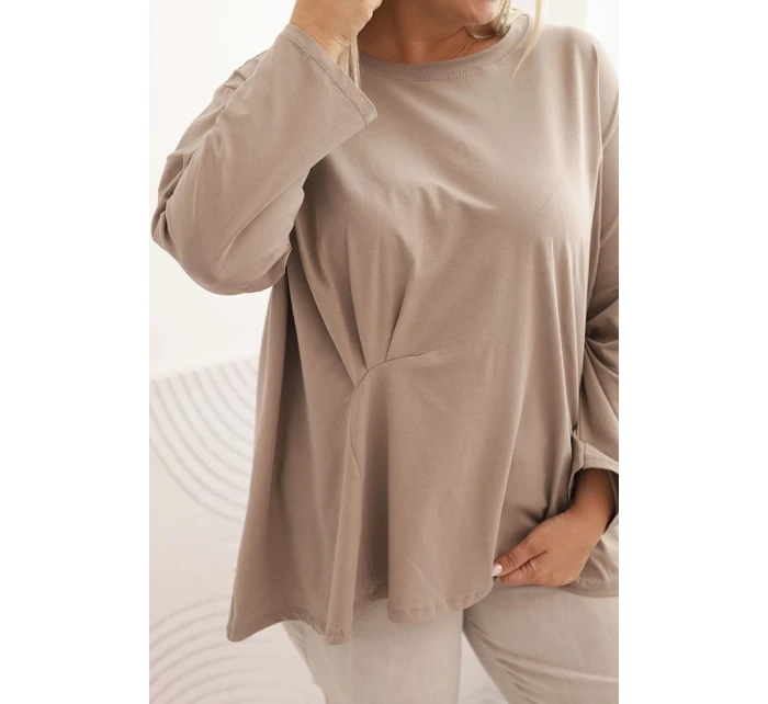 Dámska blúzka v nadmernej veľkosti s bavlnou, vreckom a vyhrnutými rukávmi kiwi