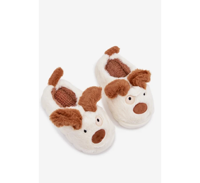 Dětské chlupaté bačkory pejskové hnědé Farnise