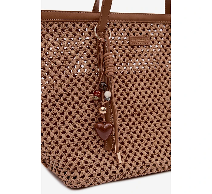 Pletená taška typu s přívěskem světle hnědá model 22111690 - Flora&Co