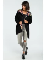 B091 Mikina s kapucňou Oversized na zips - čierna