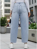 Dámske baggy džínsy s vysokým pásom svetlomodré FashionStreet UY2934 Dámske baggy džínsy s vysokým pásom svetlomodré FashionStreet UY2934