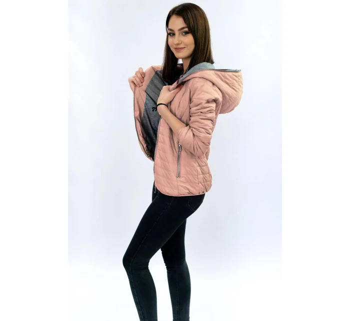 Růžová dámská bunda s kapucí model 16143335 - LHD Růžová dámská bunda s kapucí model 16143335 - LHD