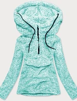 Plyšová melanžová dámska mikina v mätovej farbe (HH008-41)