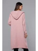 Dlouhý vlněný přehoz přes oblečení typu alpaka v růžové barvě s kapucí model 18059159 - MADE IN ITALY Dlouhý vlněný přehoz přes oblečení typu alpaka v růžové barvě s kapucí model 18059159 - MADE IN ITALY