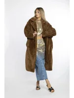Hnědý dámský oversize kabát model 21247111 - Ann Gissy Hnědý dámský oversize kabát model 21247111 - Ann Gissy