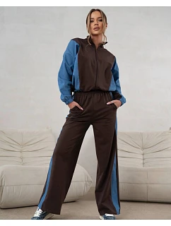 Tepláková souprava mikina na zip + široké kalhoty modrá model 22049171 - Moon