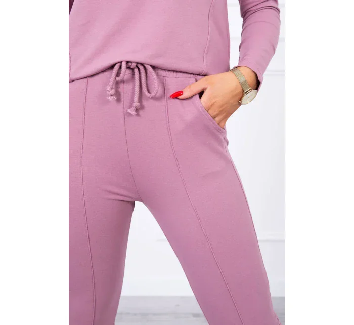 Súprava s gombíkovým výstrihom tmavo ružová