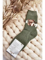 Ciepłe Bawełniane Skarpety Z Misiem Zielone