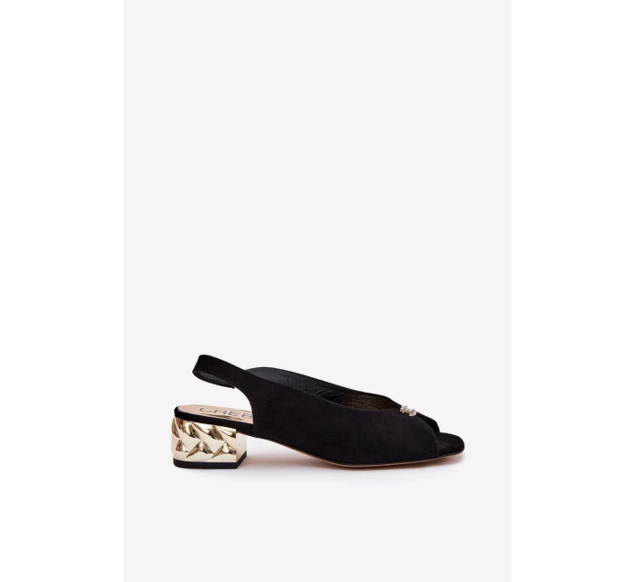 Semišové Elegantní Dámské Sandály model 21694823 Černé - CheBello