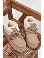 Śniegowce Damskie Z Naturalnego Zamszu D.Franklin DFSH375006 Jasnobeżowe