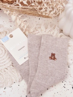 Teplé dámské ponožky s vlnou medvěd šedé