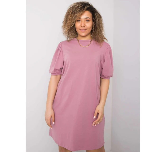 Špinavě růžové plus size šaty z bavlny model 21462296 - BASIC FEEL GOOD
