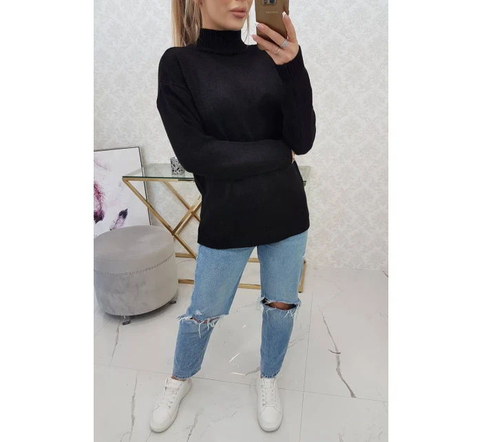 Polovičný sveter s rolákom čierny
