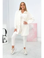 Trojdielna súprava blúzky, topu a legín vo farbe ecru