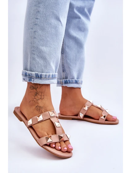 Damskie Klapki Z Dużymi Ćwiekami Nude Mercure