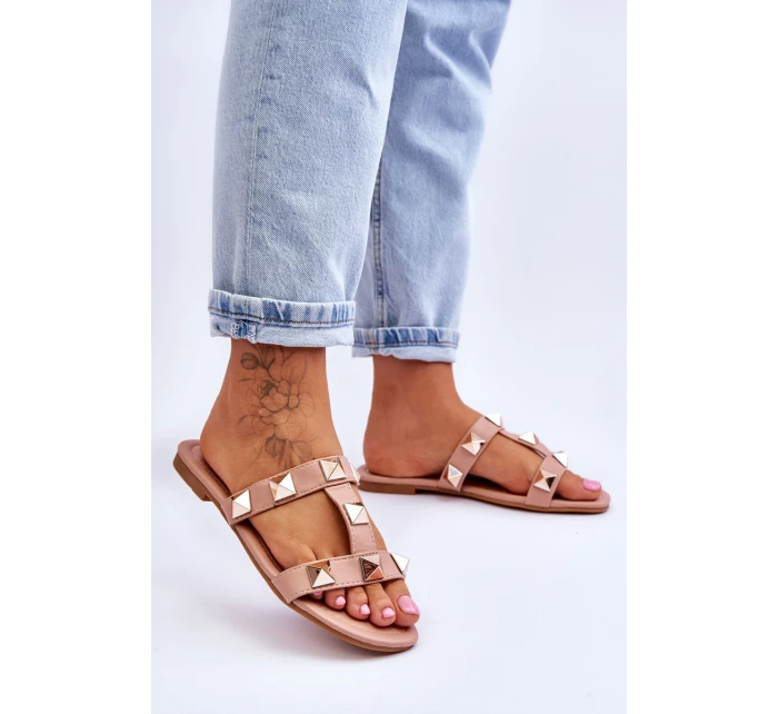 Damskie Klapki Z Dużymi Ćwiekami Nude Mercure