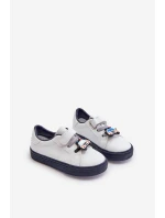 Dziecięce Sneakersy Trampki Z Przypinką Biało-Granatowe Pennyn