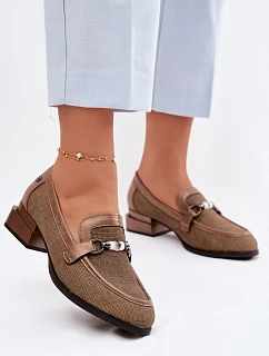 Dámské semišové boty na podpatku s ozdobným detailem Hnědé model 22100776 - Boto