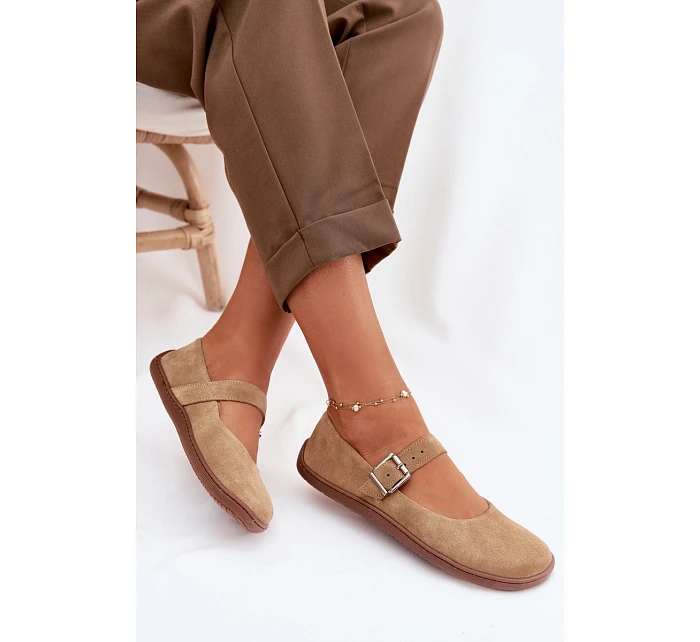 Baleríny Barefoot z přírodního semiše model 22069732 béžové - Zazoo